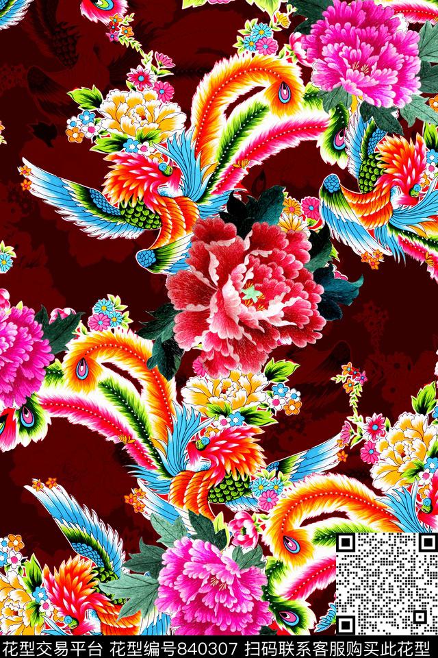 民族风手绘绣花数码印花华亿平台下载（图片编号: 840307） - 瓦栏（Walan）