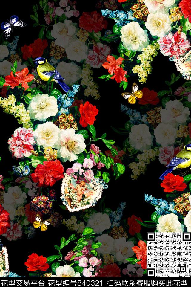 时尚手绘油画数码印花华亿平台下载（图片编号: 840321） - 瓦栏（Walan）