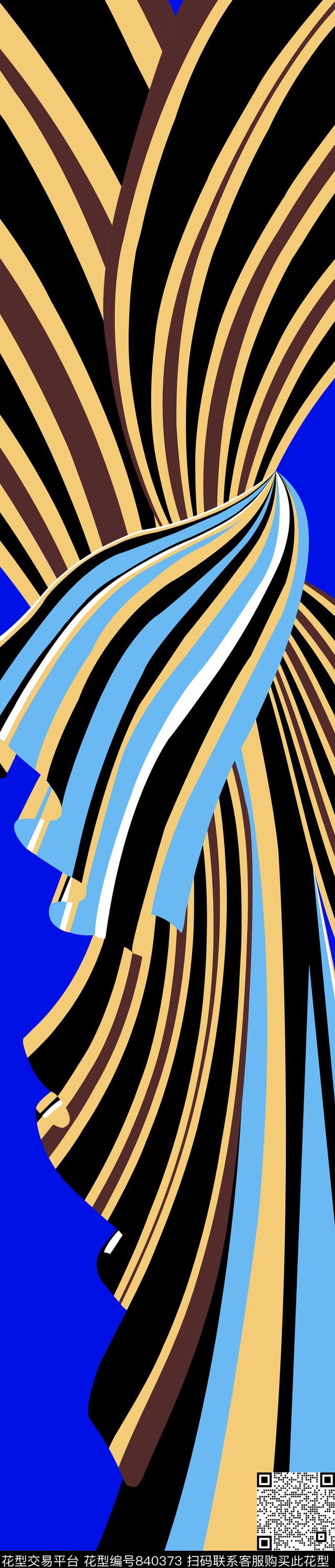 几何双边定位裙边花条纹传统印花华亿平台下载（图片编号: 840373） - 瓦栏（Walan）