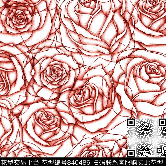 花朵中老年女装传统印花华亿平台下载（图片编号: 840486） - 瓦栏（Walan）