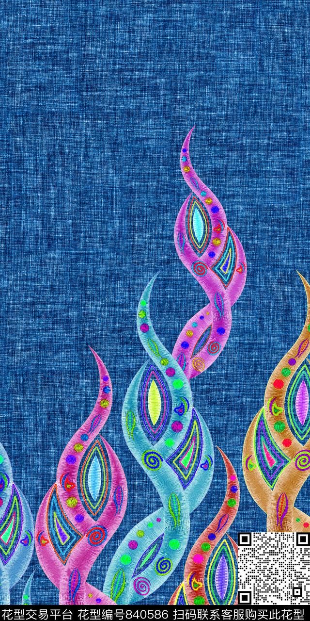 抽象民族风几何数码印花华亿平台下载（图片编号: 840586） - 瓦栏（Walan）