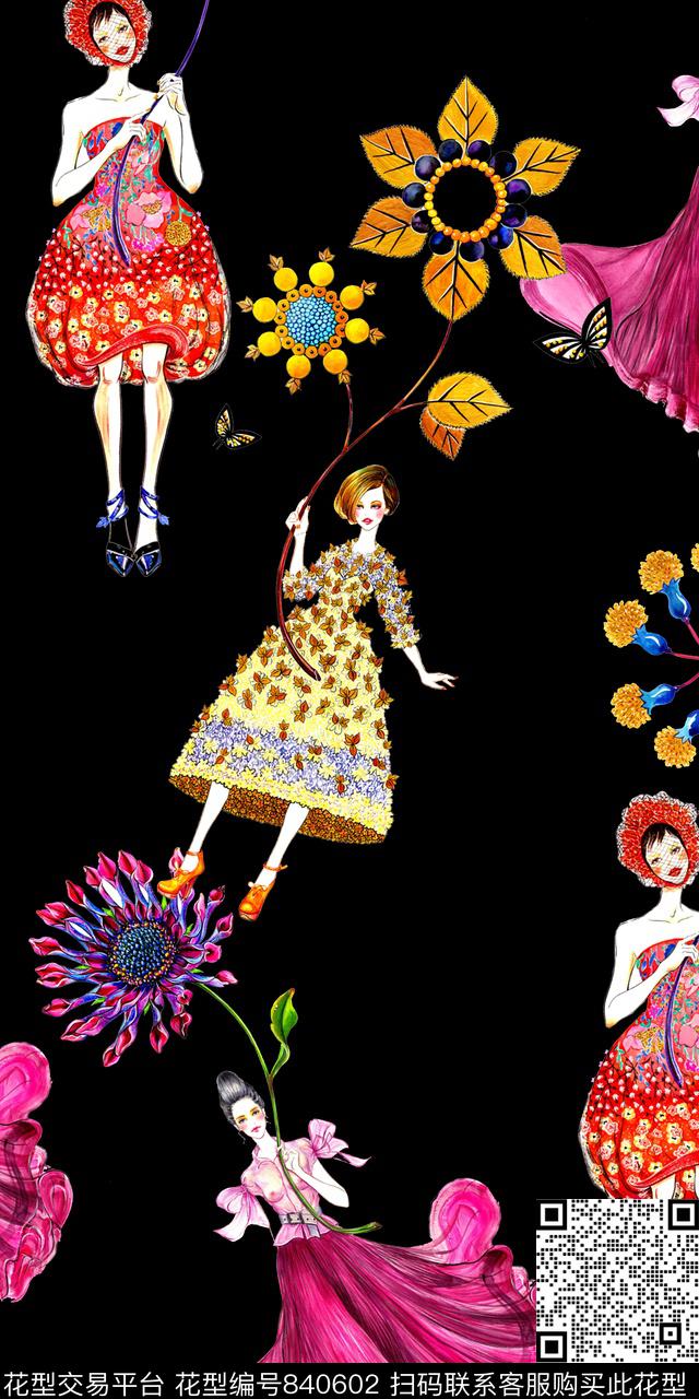 小碎花花卉花朵数码印花华亿平台下载（图片编号: 840602） - 瓦栏（Walan）