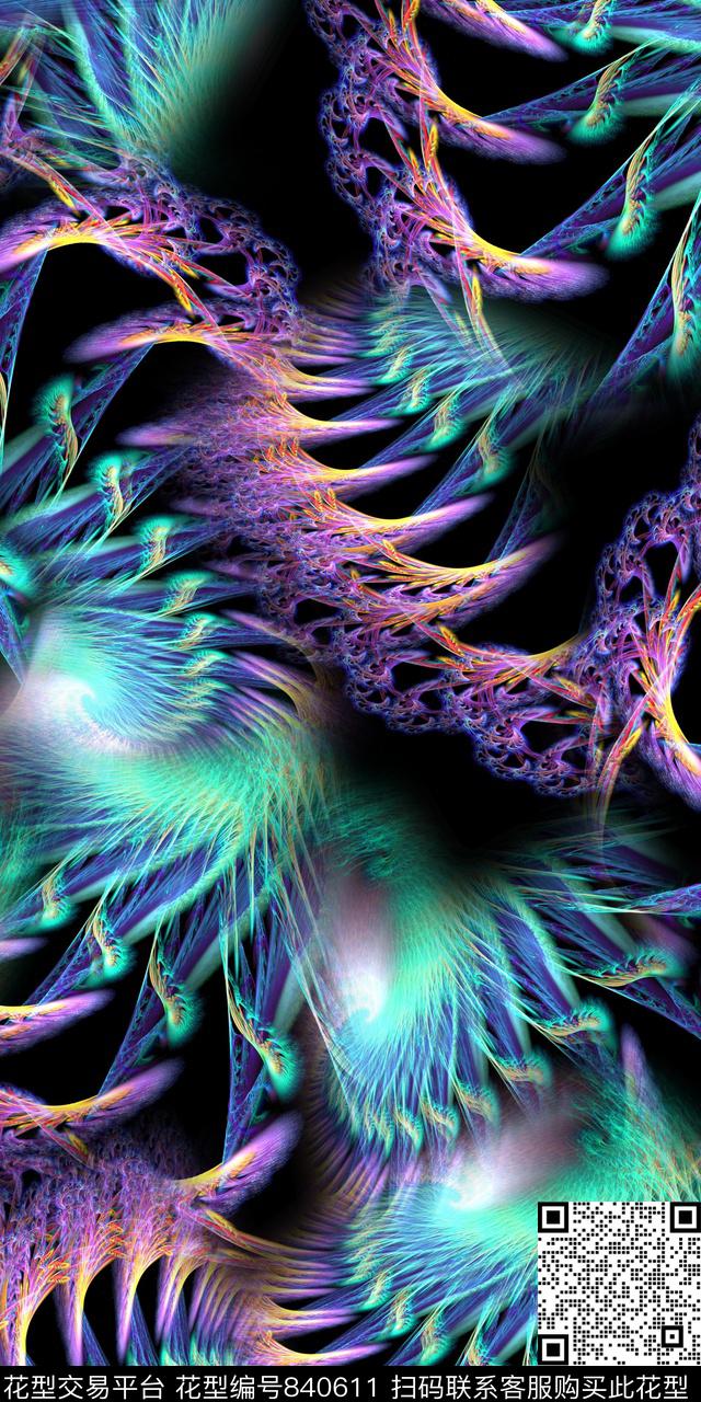 抽象乱花满版花数码印花华亿平台下载（图片编号: 840611） - 瓦栏（Walan）