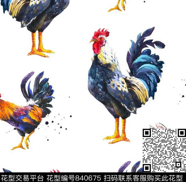 可爱卡通鸡数码印花华亿平台下载（图片编号: 840675） - 瓦栏（Walan）