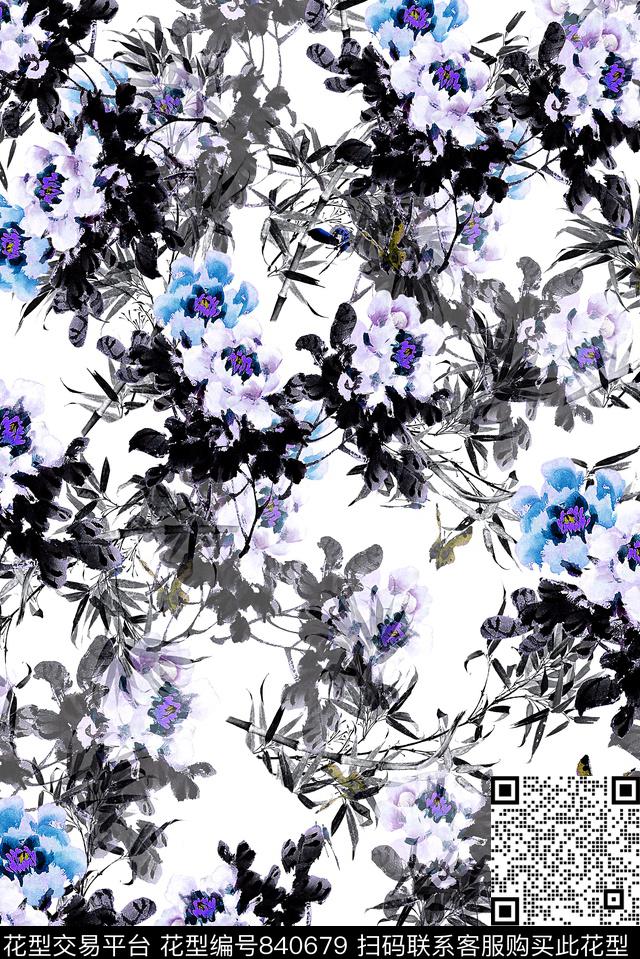 女装中国风乱花数码印花华亿平台下载（图片编号: 840679） - 瓦栏（Walan）