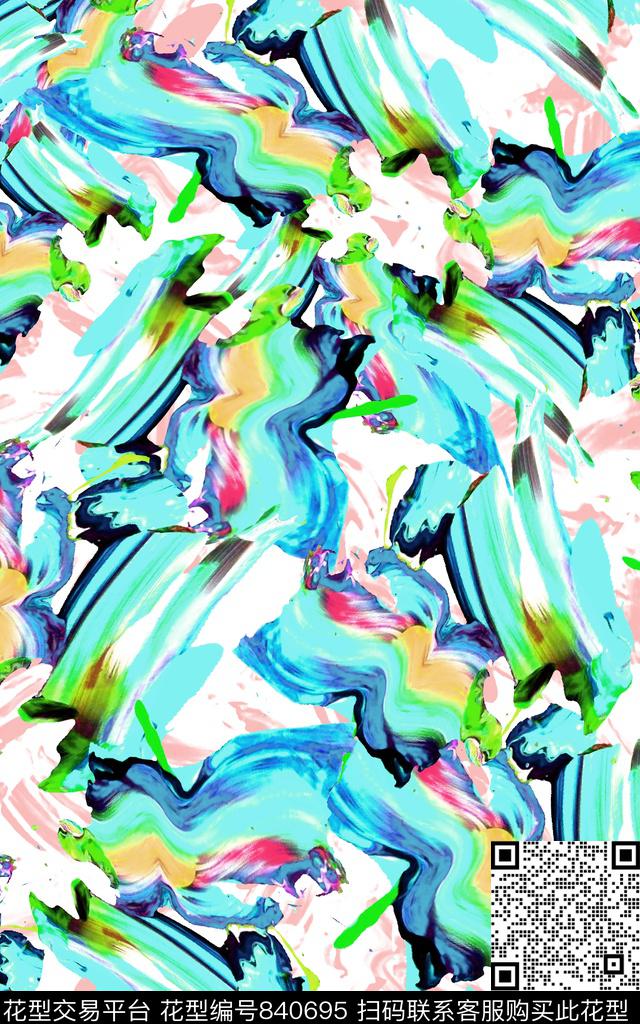 抽象笔刷纹理肌理传统印花华亿平台下载（图片编号: 840695） - 瓦栏（Walan）