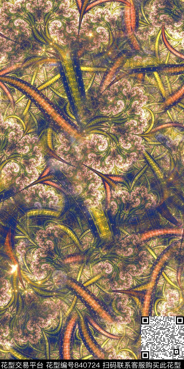 数码炫彩分形数码印花华亿平台下载（图片编号: 840724） - 瓦栏（Walan）