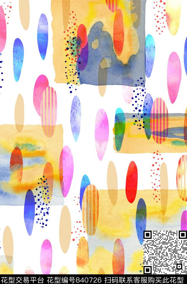 抽象几何肌理数码印花华亿平台下载（图片编号: 840726） - 瓦栏（Walan）