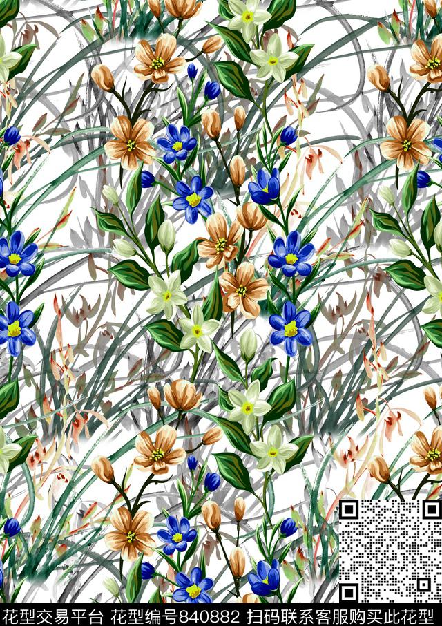 小碎花乱花女装数码印花华亿平台下载（图片编号: 840882） - 瓦栏（Walan）