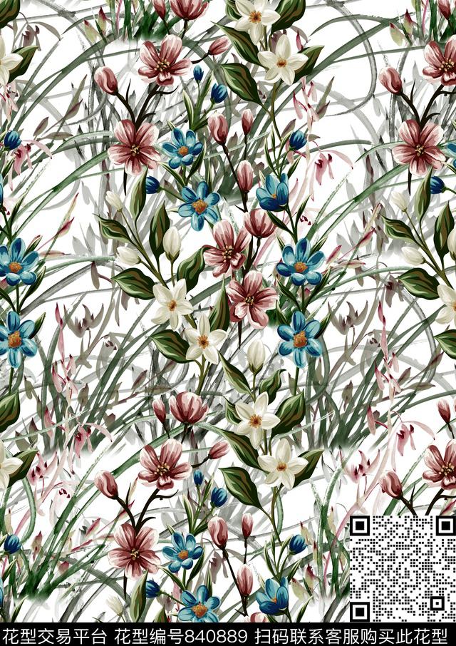 小碎花乱花女装数码印花华亿平台下载（图片编号: 840889） - 瓦栏（Walan）