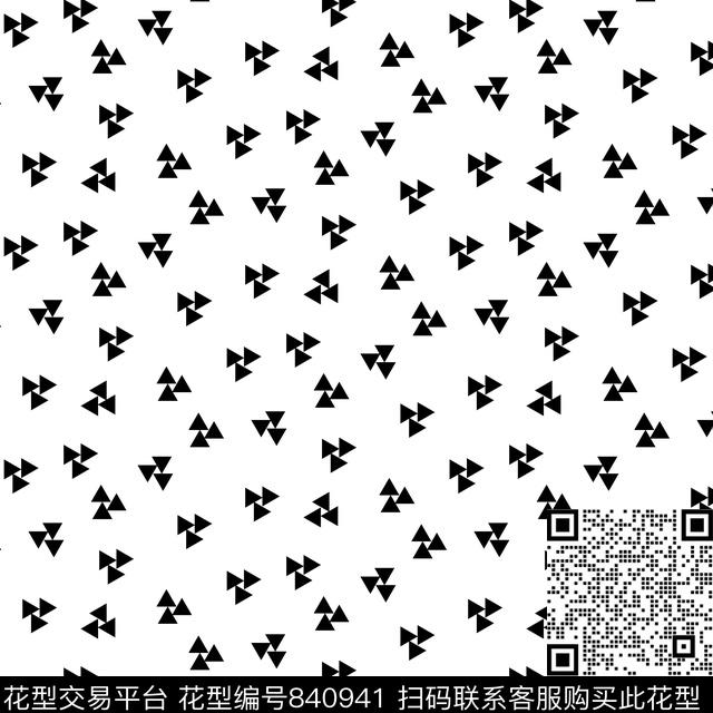 黑白三角形几何传统印花华亿平台下载（图片编号: 840941） - 瓦栏（Walan）