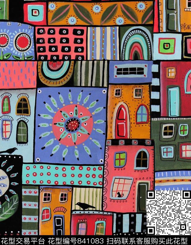 可爱民族风波西米亚数码印花华亿平台下载（图片编号: 841083） - 瓦栏（Walan）