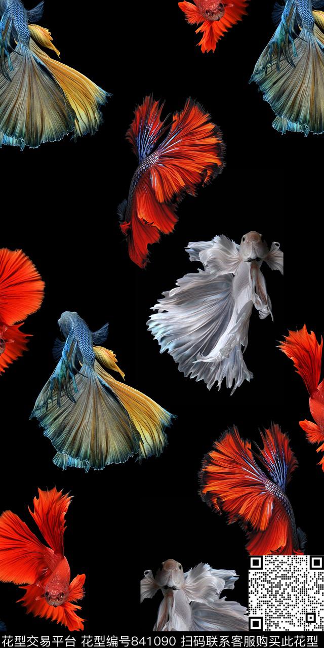 鱼金鱼动物数码印花华亿平台下载（图片编号: 841090） - 瓦栏（Walan）