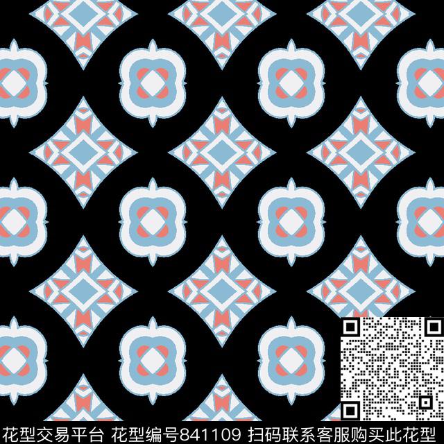 圆点几何小花传统印花华亿平台下载（图片编号: 841109） - 瓦栏（Walan）