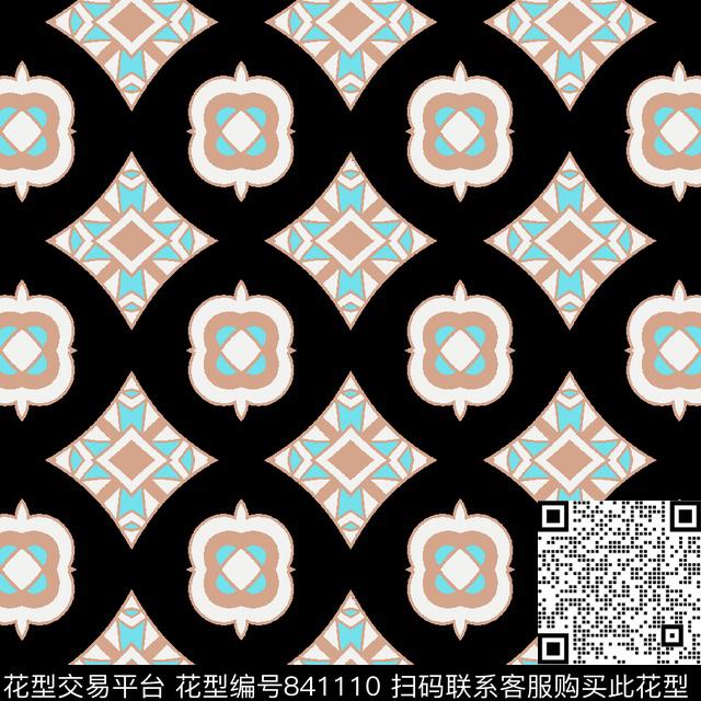 圆点几何小花传统印花华亿平台下载（图片编号: 841110） - 瓦栏（Walan）