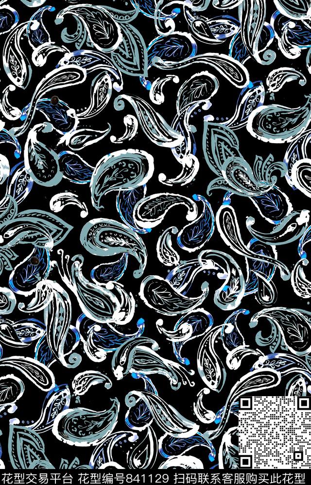 火腿花佩斯利腰果传统印花华亿平台下载（图片编号: 841129） - 瓦栏（Walan）