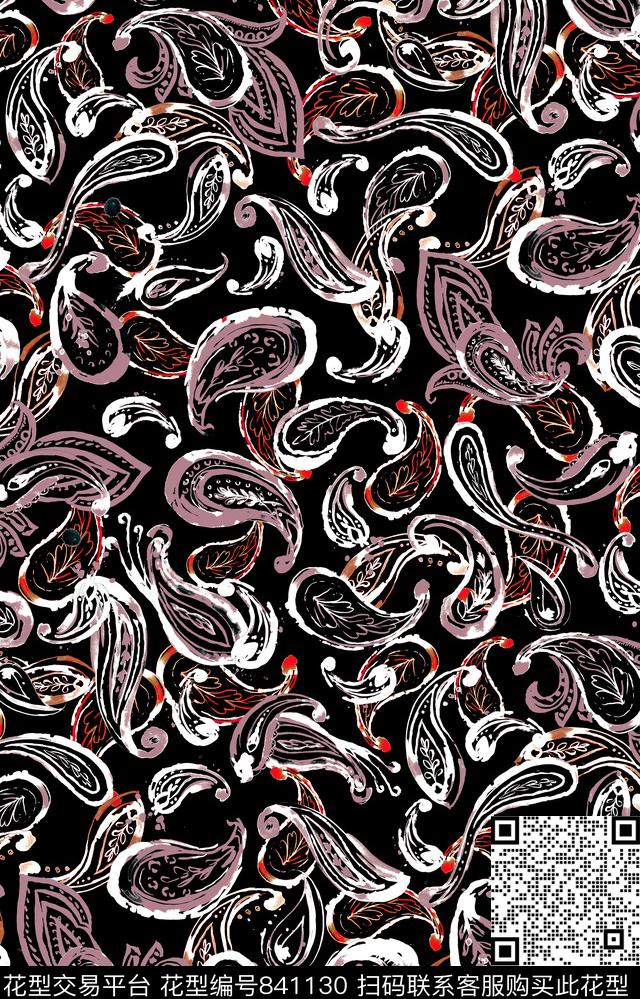 火腿花佩斯利腰果传统印花华亿平台下载（图片编号: 841130） - 瓦栏（Walan）