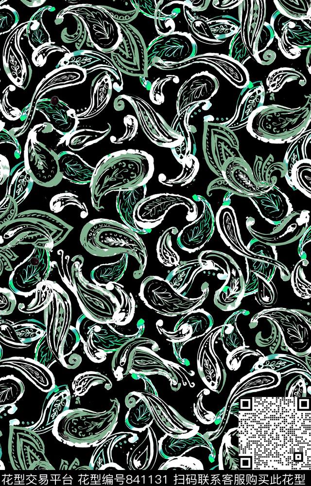 火腿花佩斯利腰果传统印花华亿平台下载（图片编号: 841131） - 瓦栏（Walan）