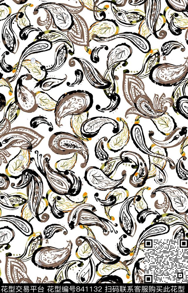 火腿花佩斯利腰果传统印花华亿平台下载（图片编号: 841132） - 瓦栏（Walan）