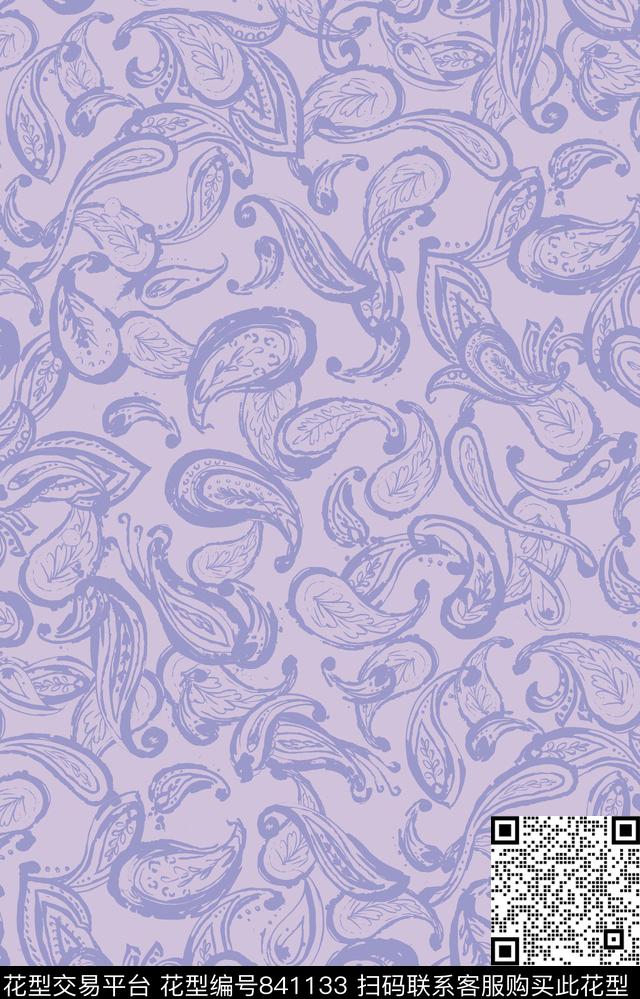 火腿花佩斯利腰果传统印花华亿平台下载（图片编号: 841133） - 瓦栏（Walan）