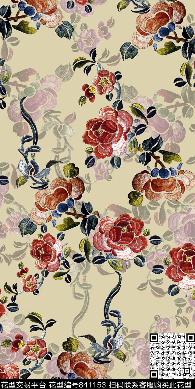 数码印花绣花中国风数码印花华亿平台下载（图片编号: 841153） - 瓦栏（Walan）