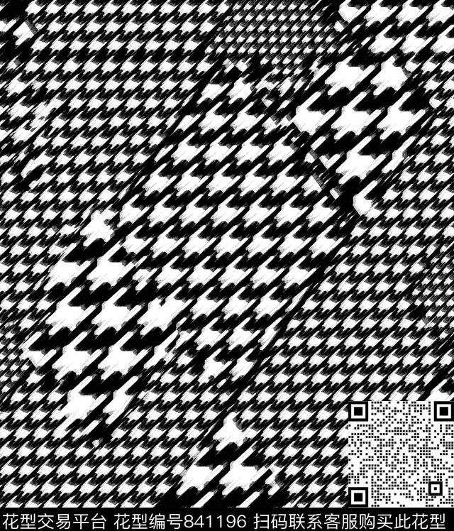 不规则几何千鸟格几何传统印花华亿平台下载（图片编号: 841196） - 瓦栏（Walan）