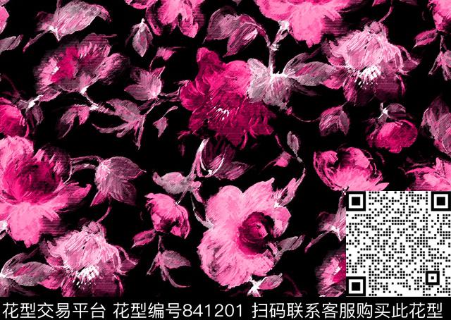 花朵花卉水彩数码印花华亿平台下载（图片编号: 841201） - 瓦栏（Walan）
