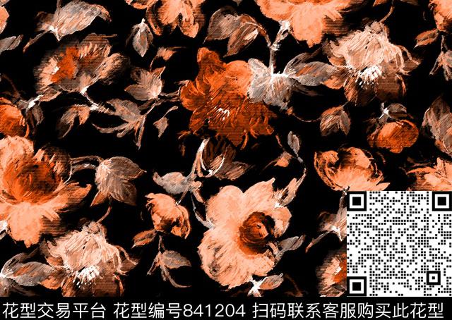 花朵花卉水彩数码印花华亿平台下载（图片编号: 841204） - 瓦栏（Walan）