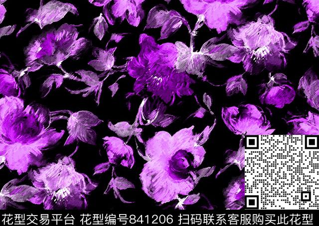 花朵花卉水彩数码印花华亿平台下载（图片编号: 841206） - 瓦栏（Walan）