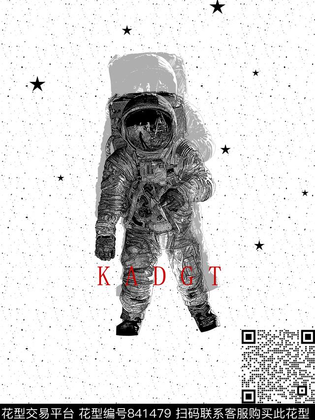 航天员星星男装T恤华亿平台传统印花华亿平台下载（图片编号: 841479） - 瓦栏（Walan）