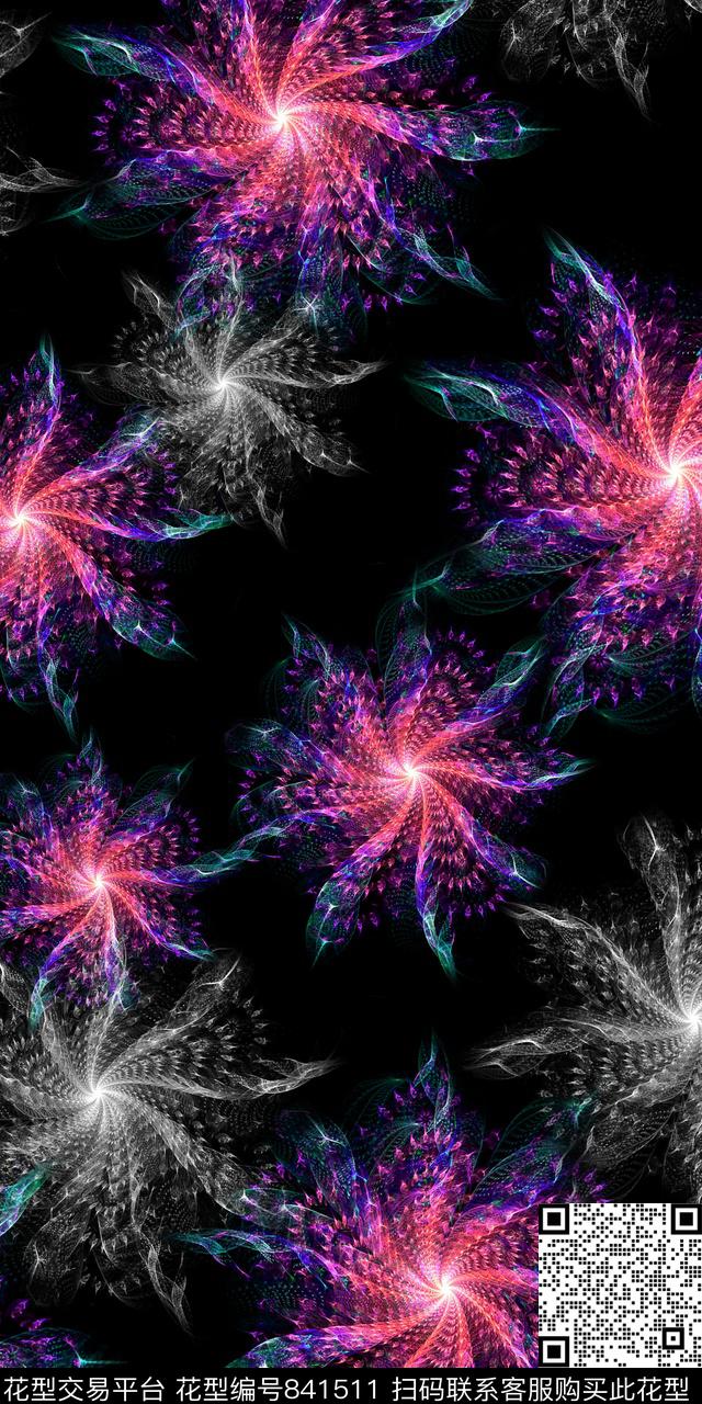 抽象肌理艺术花卉分形艺术花数码印花华亿平台下载（图片编号: 841511） - 瓦栏（Walan）
