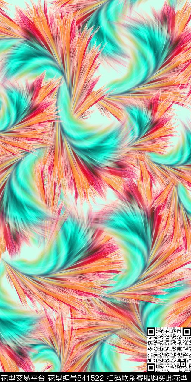 抽象肌理艺术花卉分形艺术花数码印花华亿平台下载（图片编号: 841522） - 瓦栏（Walan）