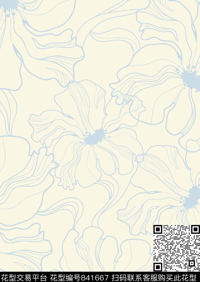 植物大花花卉传统印花华亿平台下载（图片编号: 841667） - 瓦栏（Walan）