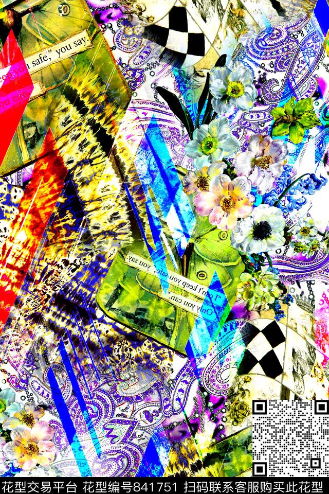 抽象几何条纹数码印花华亿平台下载（图片编号: 841751） - 瓦栏（Walan）