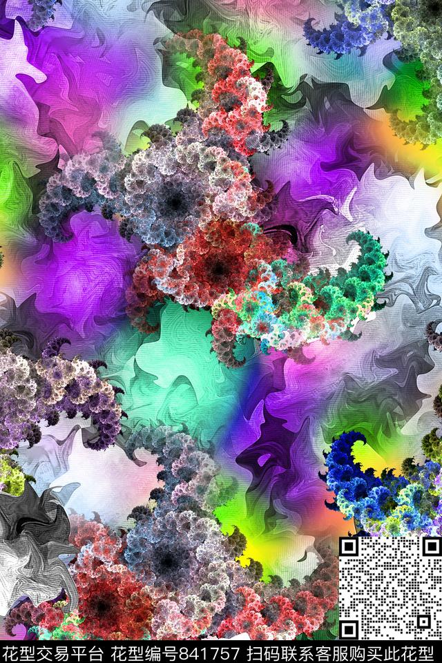 抽象几何炫彩数码印花华亿平台下载（图片编号: 841757） - 瓦栏（Walan）