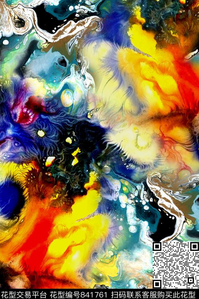 抽象几何拼接数码印花华亿平台下载（图片编号: 841761） - 瓦栏（Walan）