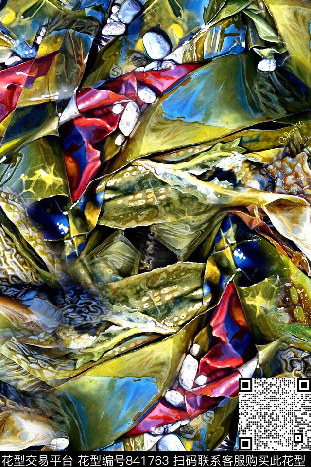 抽象几何拼接数码印花华亿平台下载（图片编号: 841763） - 瓦栏（Walan）