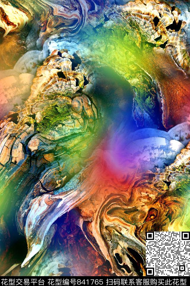 抽象拼接炫彩数码印花华亿平台下载（图片编号: 841765） - 瓦栏（Walan）