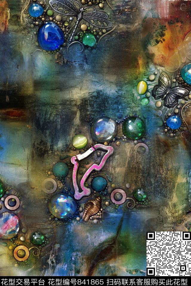 抽象肌理几何数码印花华亿平台下载（图片编号: 841865） - 瓦栏（Walan）