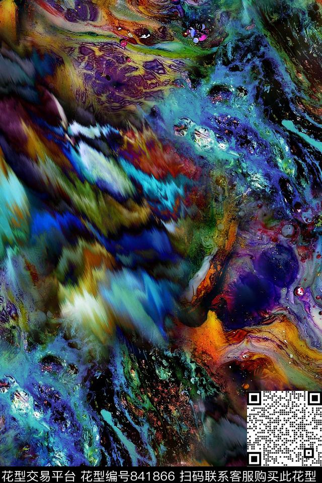 肌理地表水彩数码印花华亿平台下载（图片编号: 841866） - 瓦栏（Walan）