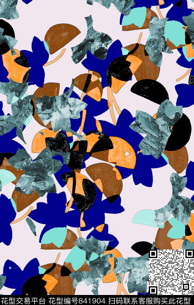 抽象不规则几何笔刷数码印花华亿平台下载（图片编号: 841904） - 瓦栏（Walan）