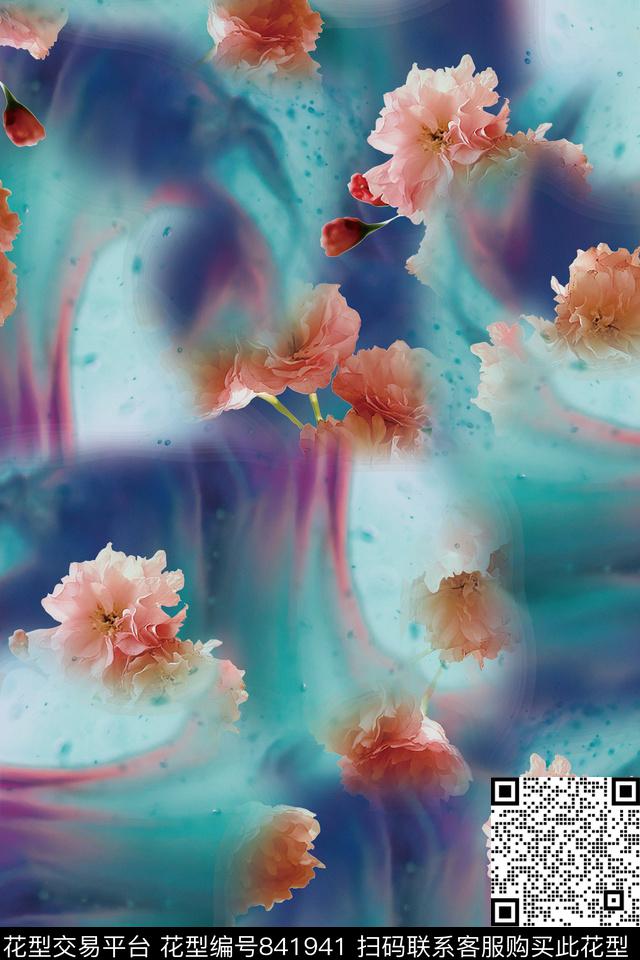 炫彩花朵花卉数码印花华亿平台下载（图片编号: 841941） - 瓦栏（Walan）