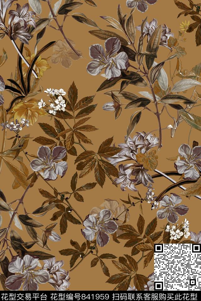 小碎花花卉花朵数码印花华亿平台下载（图片编号: 841959） - 瓦栏（Walan）
