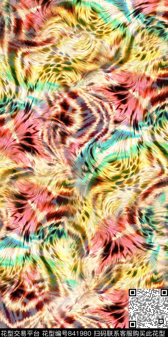 抽象豹纹老虎纹理数码印花华亿平台下载（图片编号: 841980） - 瓦栏（Walan）