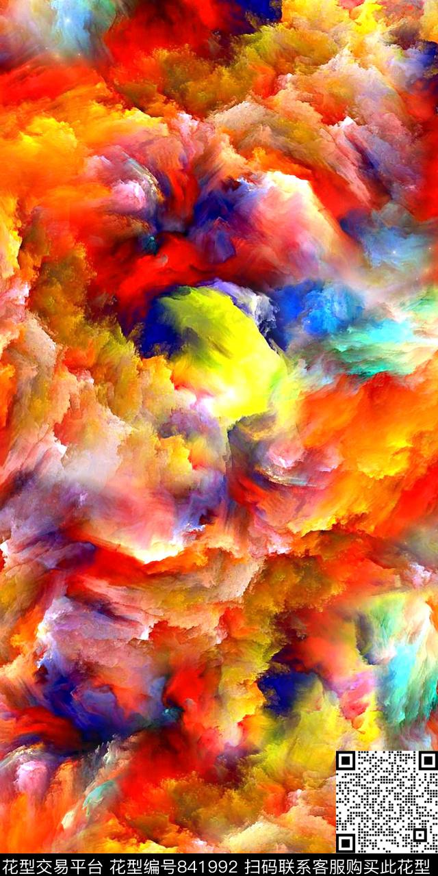 水彩云纹数码数码印花华亿平台下载（图片编号: 841992） - 瓦栏（Walan）