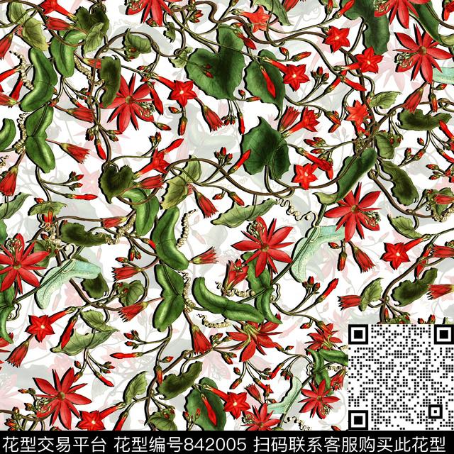 星星花花卉五星花数码印花华亿平台下载（图片编号: 842005） - 瓦栏（Walan）