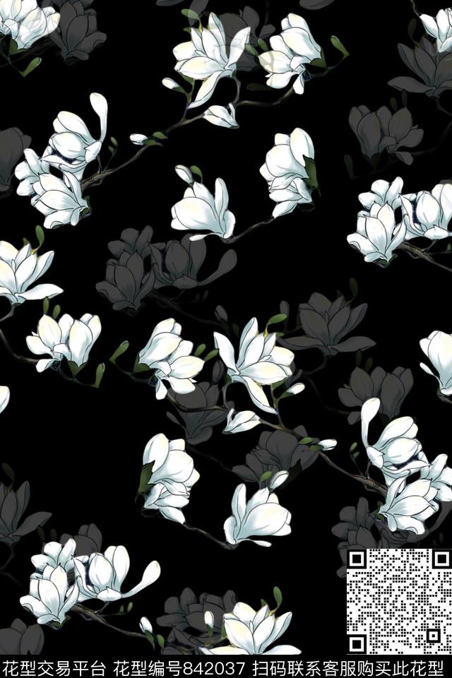 花卉大花花朵数码印花华亿平台下载（图片编号: 842037） - 瓦栏（Walan）
