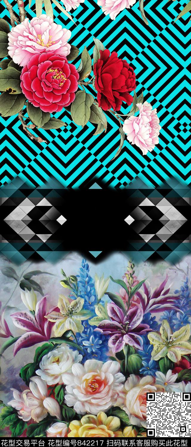 花卉乱花民族风数码印花华亿平台下载（图片编号: 842217） - 瓦栏（Walan）