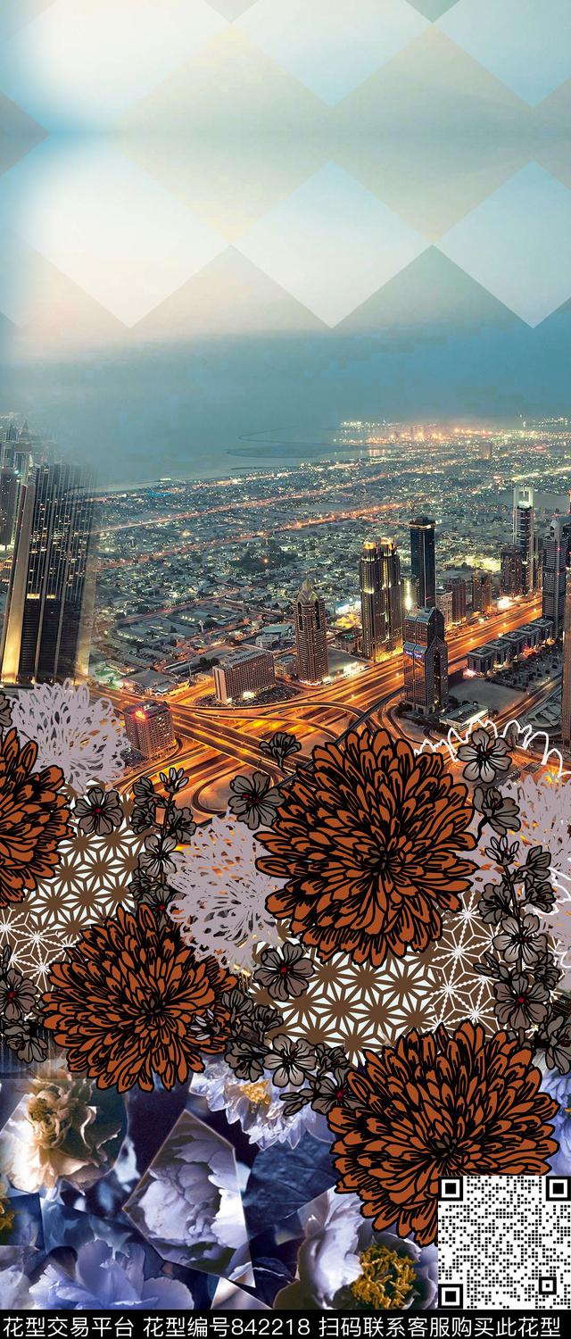 花卉乱花民族风数码印花华亿平台下载（图片编号: 842218） - 瓦栏（Walan）