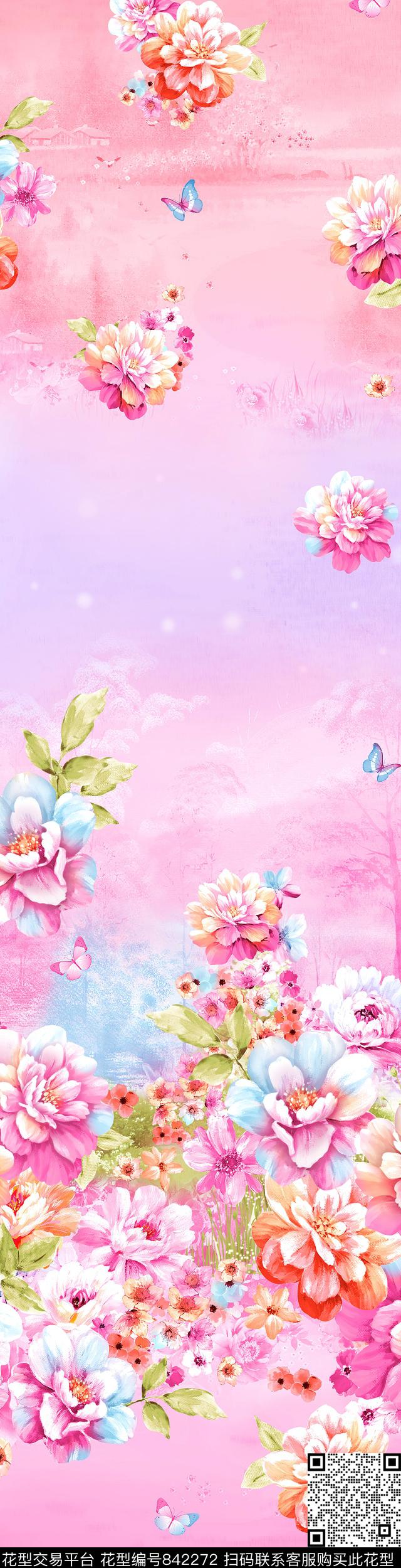 花瓣牡丹花朵传统印花华亿平台下载（图片编号: 842272） - 瓦栏（Walan）